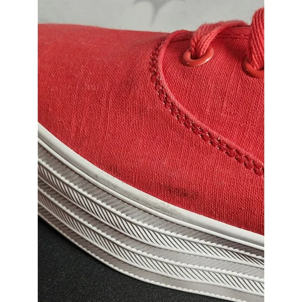 KEDS Women's 7 Red Linen Point Lace Up Sneakers New Blemishes